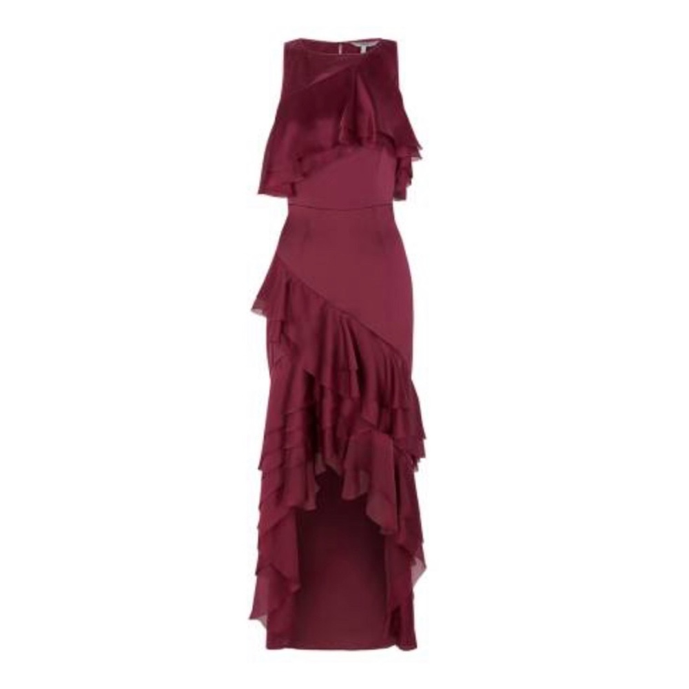 Merlot Ivey Ruffle Soft Evening Dress - Picture 5 of 5